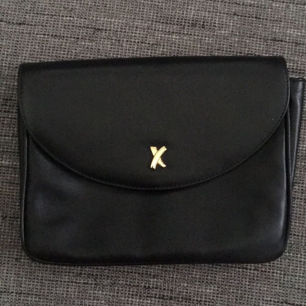 Paloma Picasso Black Leather Clutch Bag Vintage
